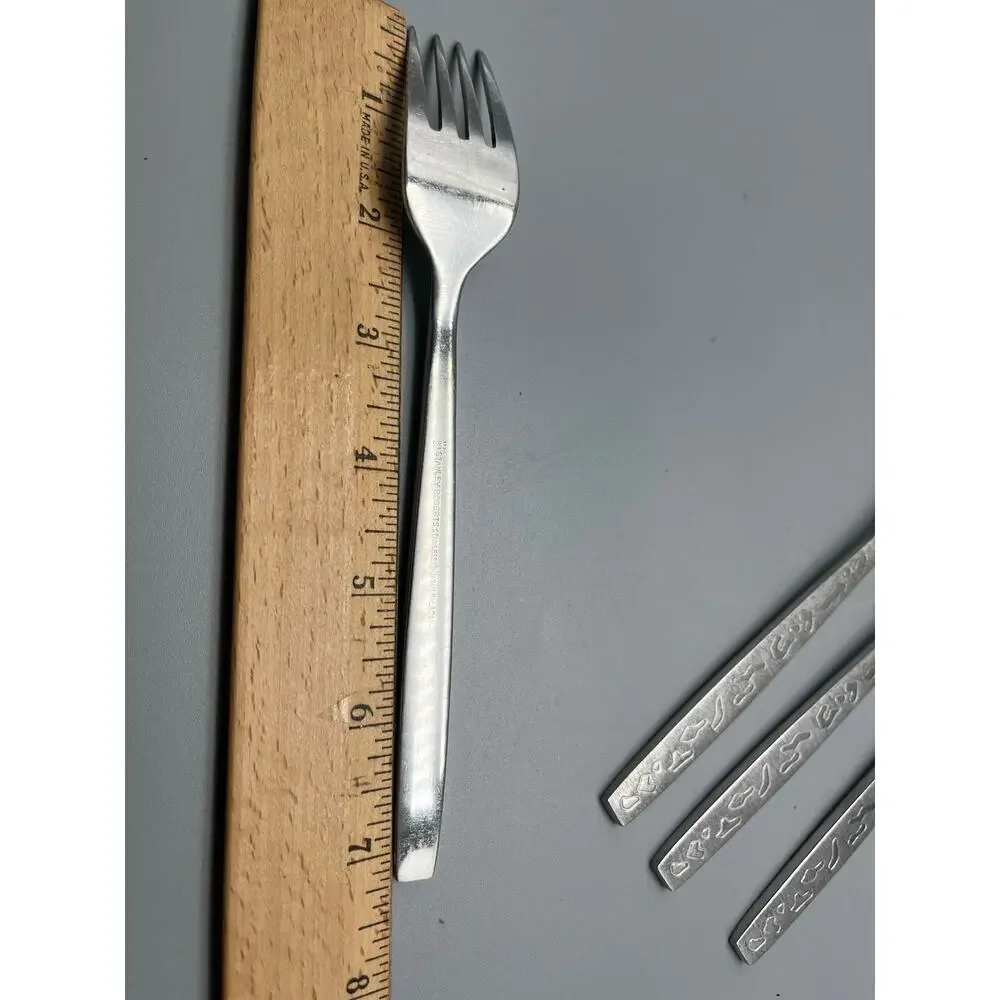 Stanley Robert's‎ Stainless Malaga Abstract design flatware 4 Dinner Forks
